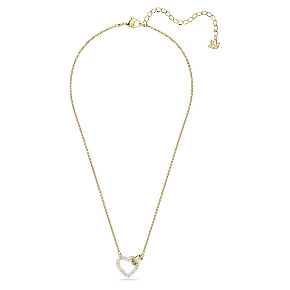 Lovely necklace, Heart, White, Gold-tone plated by SWAROVSKI