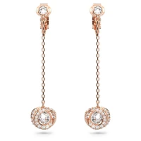 Generation clip earrings, Long, White, Rose gold-tone plated by SWAROVSKI