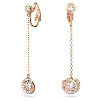 Generation clip earrings, Long, White, Rose gold-tone plated by SWAROVSKI