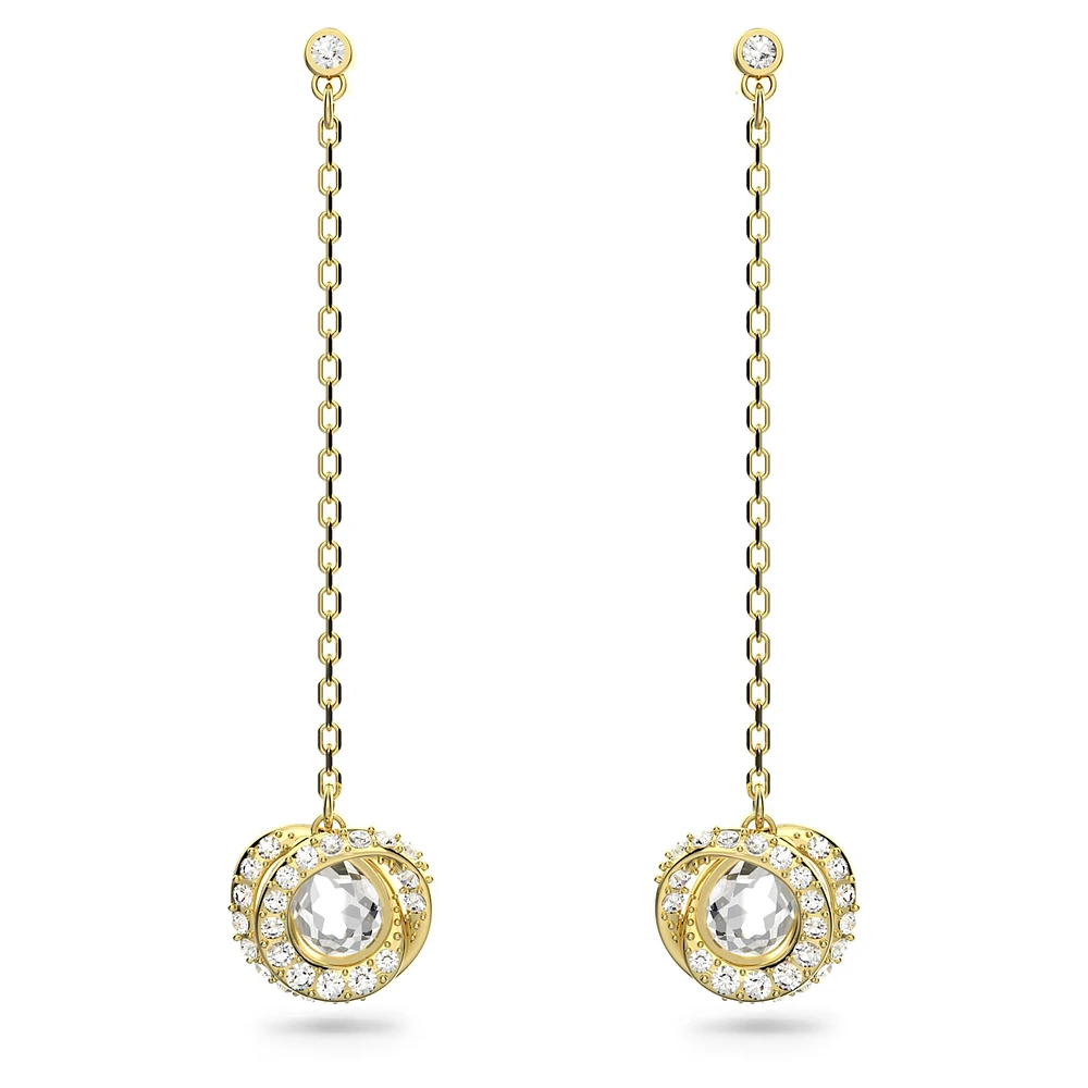 Generation drop earrings, Long, White, Gold-tone plated by SWAROVSKI