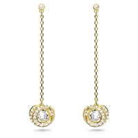 Generation drop earrings, Long, White, Gold-tone plated by SWAROVSKI