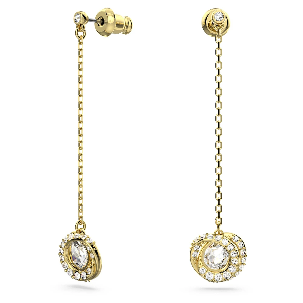Generation drop earrings, Long, White, Gold-tone plated by SWAROVSKI