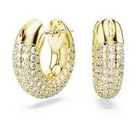 Dextera hoop earrings, Small, White, Gold-tone plated by SWAROVSKI