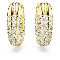 Dextera hoop earrings, Small, White, Gold-tone plated by SWAROVSKI