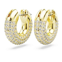 Dextera hoop earrings, Small, White, Gold-tone plated by SWAROVSKI