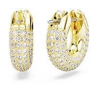 Dextera hoop earrings, Small, White, Gold-tone plated by SWAROVSKI