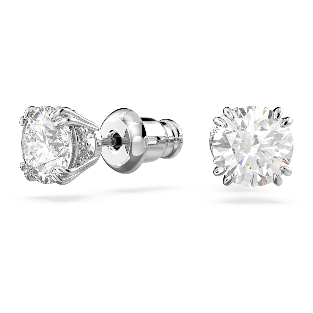 Constella stud earrings, Round cut, White, Rhodium plated by SWAROVSKI