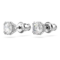 Constella stud earrings, Round cut, White, Rhodium plated by SWAROVSKI