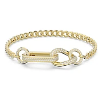 Dextera bracelet, Pavé, Mixed links, White, Gold-tone plated by SWAROVSKI