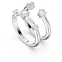 Constella ring, Set (2), Round cut, White, Rhodium plated by SWAROVSKI