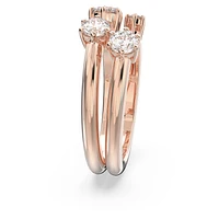 Constella ring, Set (2), Round cut, White, Rose gold-tone plated by SWAROVSKI