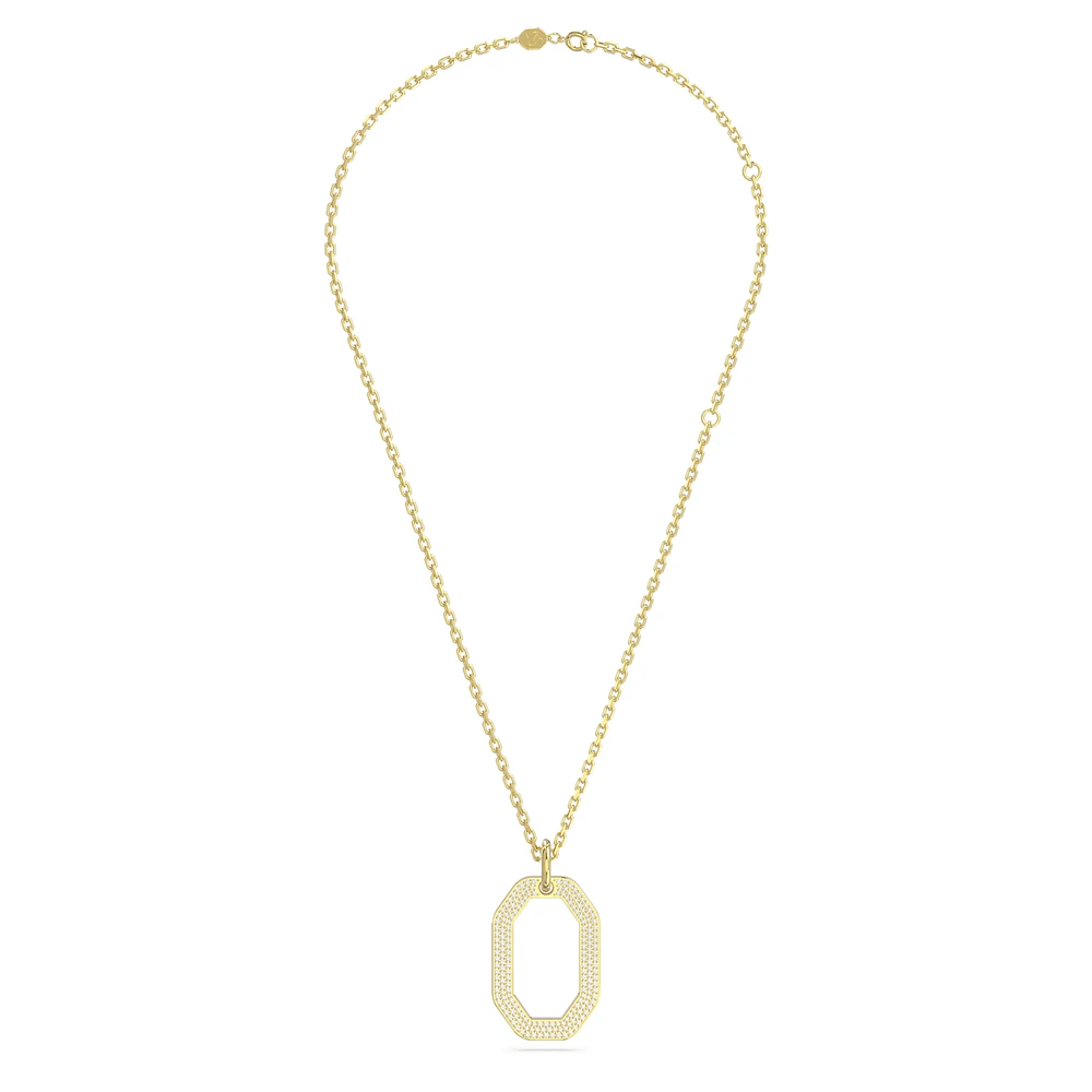 Dextera pendant, Octagon shape, Medium, White, Gold-tone plated by SWAROVSKI