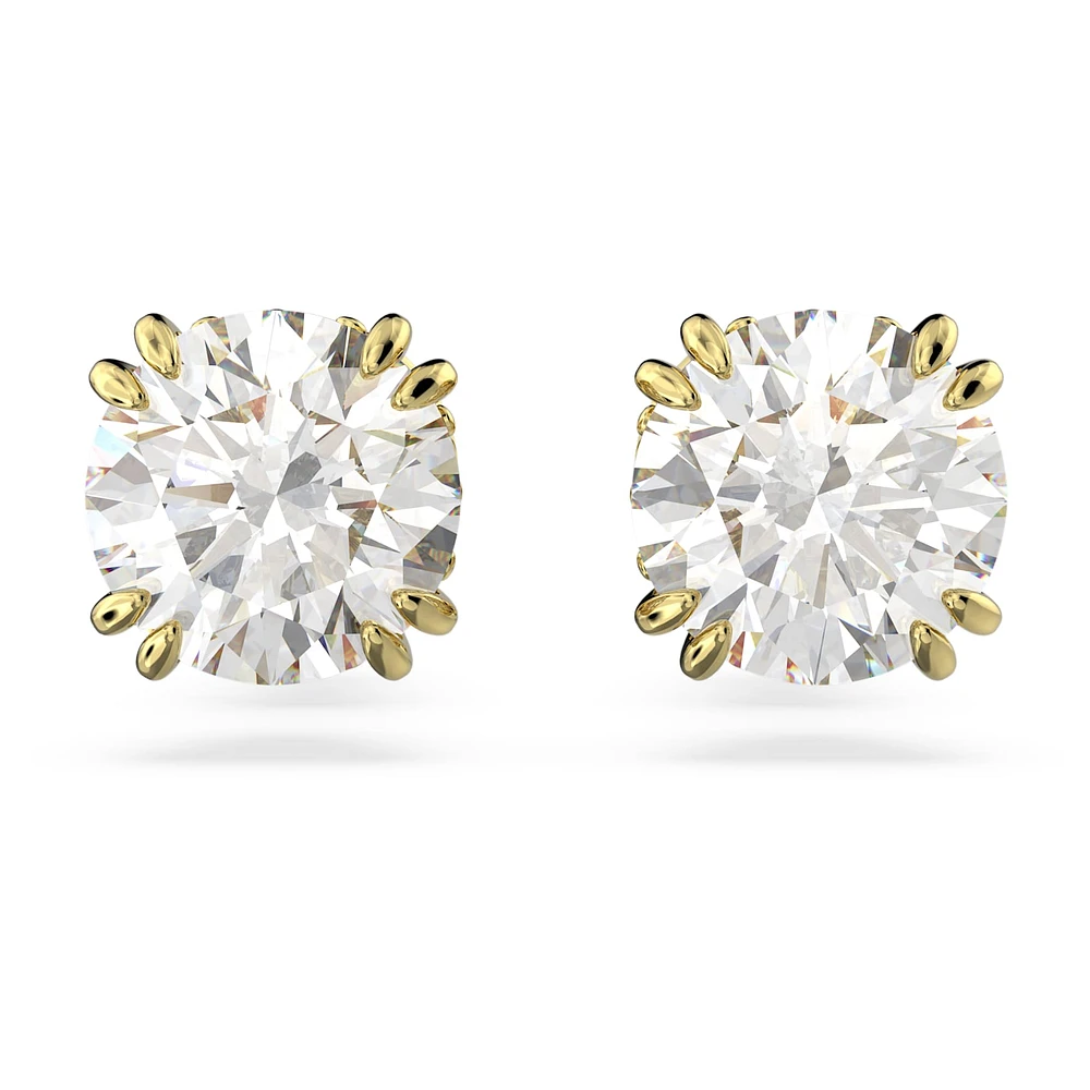 Constella stud earrings, Round cut, White, Gold-tone plated by SWAROVSKI