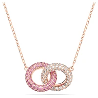 Dextera necklace, Intertwined circles, Pink, Rose gold-tone plated by SWAROVSKI
