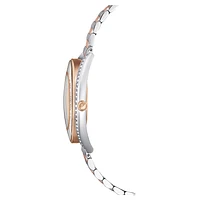 Crystalline aura watch, Swiss Made, Metal bracelet, Rose gold tone, Mixed metal finish by SWAROVSKI