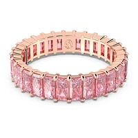 Matrix ring, Baguette cut, Pink, Rose gold-tone plated by SWAROVSKI