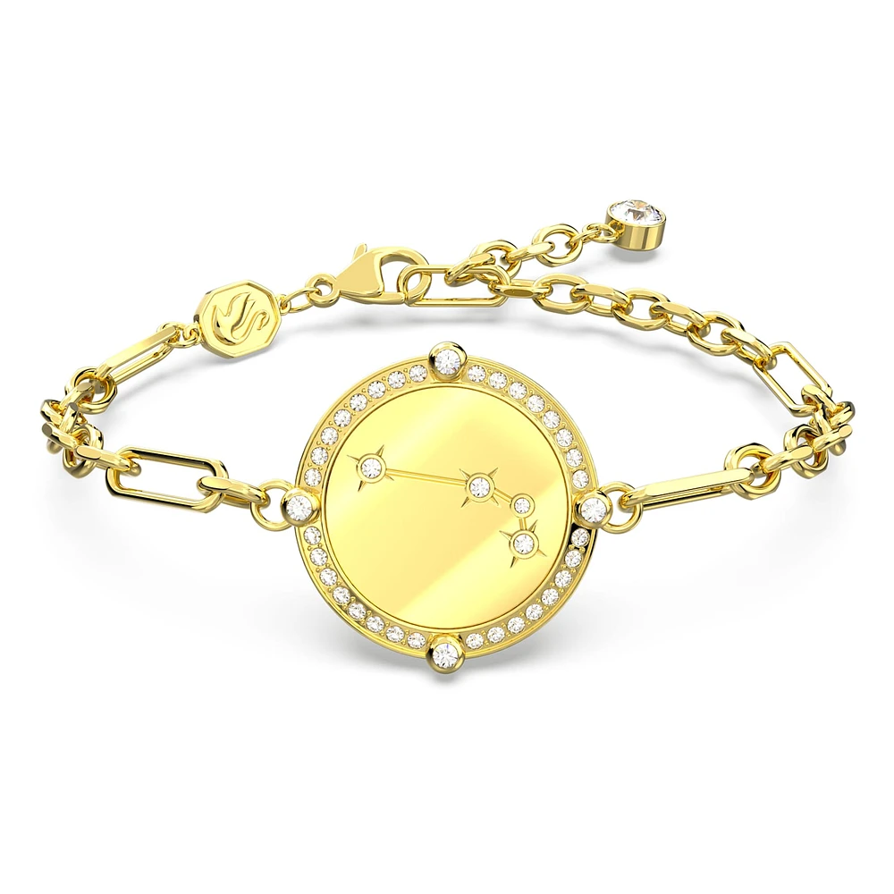 Zodiac bracelet, Aries, Gold tone, Gold-tone plated by SWAROVSKI