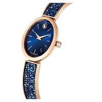 Crystal Rock oval watch, Swiss Made, Crystal bracelet, Blue, Rose gold-tone finish by SWAROVSKI