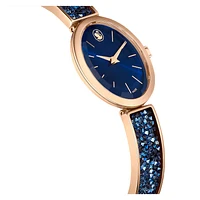 Crystal Rock oval watch, Swiss Made, Crystal bracelet, Blue, Rose gold-tone finish by SWAROVSKI