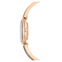 Crystal Rock oval watch, Swiss Made, Crystal bracelet, Blue, Rose gold-tone finish by SWAROVSKI