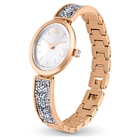 Crystal Rock oval watch, Swiss Made, Crystal bracelet, Rose gold tone, Rose gold-tone finish by SWAROVSKI