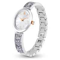 Crystal Rock oval watch, Swiss Made, Crystal bracelet, White, Stainless steel by SWAROVSKI