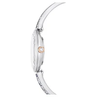 Crystal Rock oval watch, Swiss Made, Crystal bracelet, White, Stainless steel by SWAROVSKI