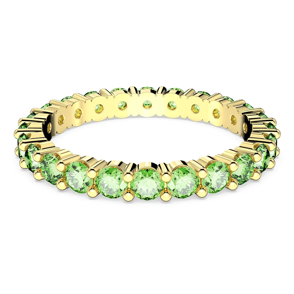 Matrix ring, Round cut, Green, Gold-tone plated by SWAROVSKI