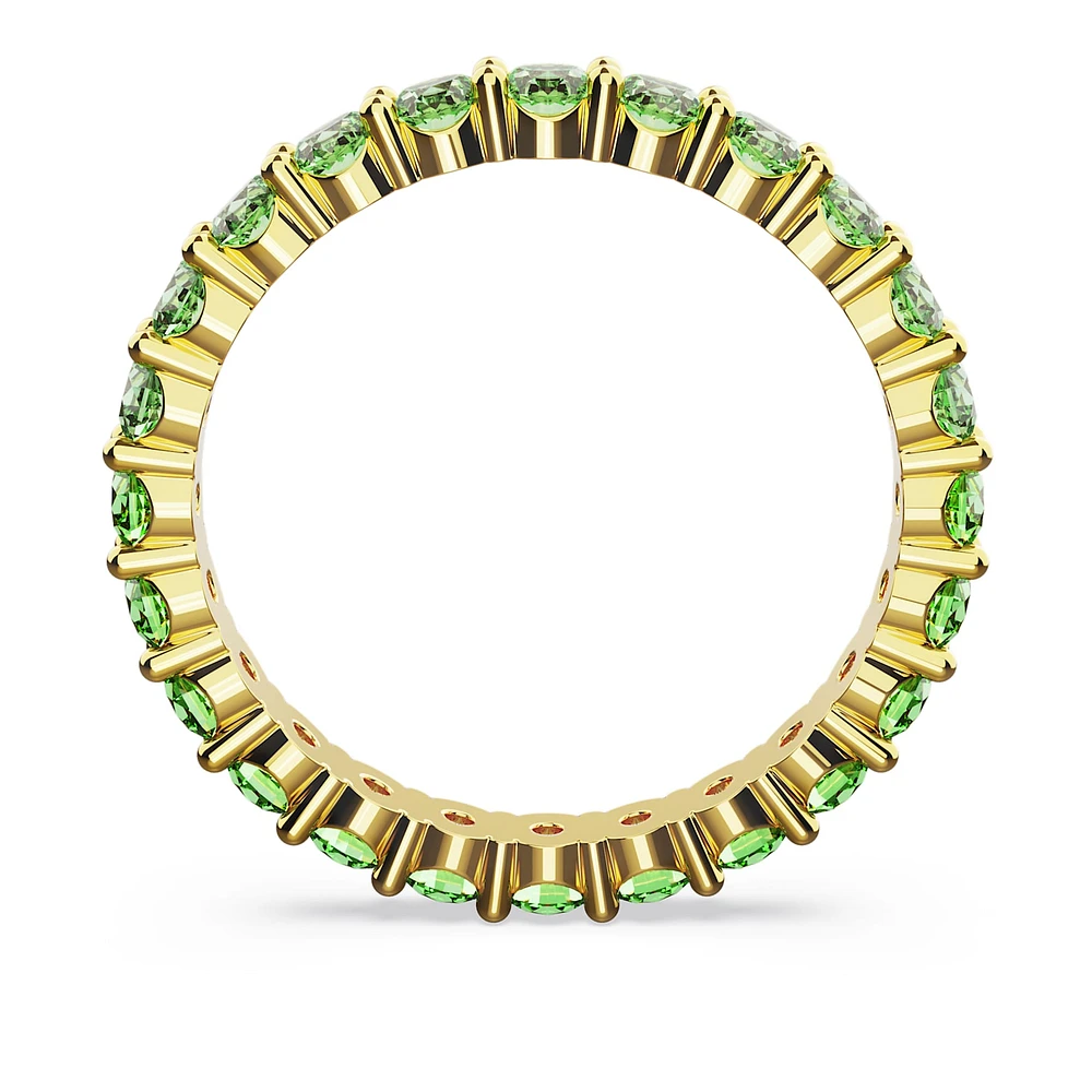 Matrix ring, Round cut, Green, Gold-tone plated by SWAROVSKI