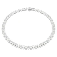 Matrix Tennis necklace, Pear cut, White, Rhodium plated by SWAROVSKI