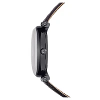 Crystalline Wonder watch, Swiss Made, Leather strap, Black, Black finish by SWAROVSKI
