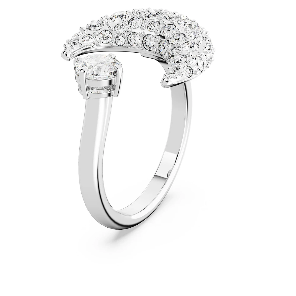 Luna open ring, Moon, White, Rhodium plated by SWAROVSKI
