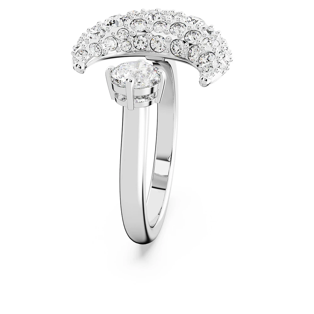 Luna open ring, Moon, White, Rhodium plated by SWAROVSKI