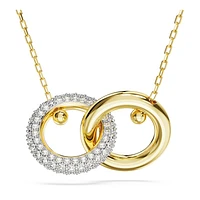 Dextera pendant, Interlocking loop, White, Gold-tone plated by SWAROVSKI