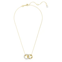 Dextera pendant, Interlocking loop, White, Gold-tone plated by SWAROVSKI
