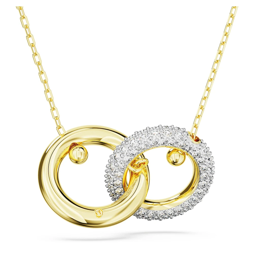 Dextera pendant, Interlocking loop, White, Gold-tone plated by SWAROVSKI