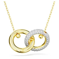 Dextera pendant, Interlocking loop, White, Gold-tone plated by SWAROVSKI