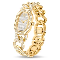 Dextera chain watch, Swiss Made, Crystal bracelet, Gold tone, Gold-tone finish by SWAROVSKI