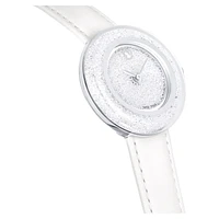 Crystalline lustre watch, Swiss Made, Leather strap, White, Stainless steel by SWAROVSKI