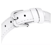 Crystalline lustre watch, Swiss Made, Leather strap, White, Stainless steel by SWAROVSKI