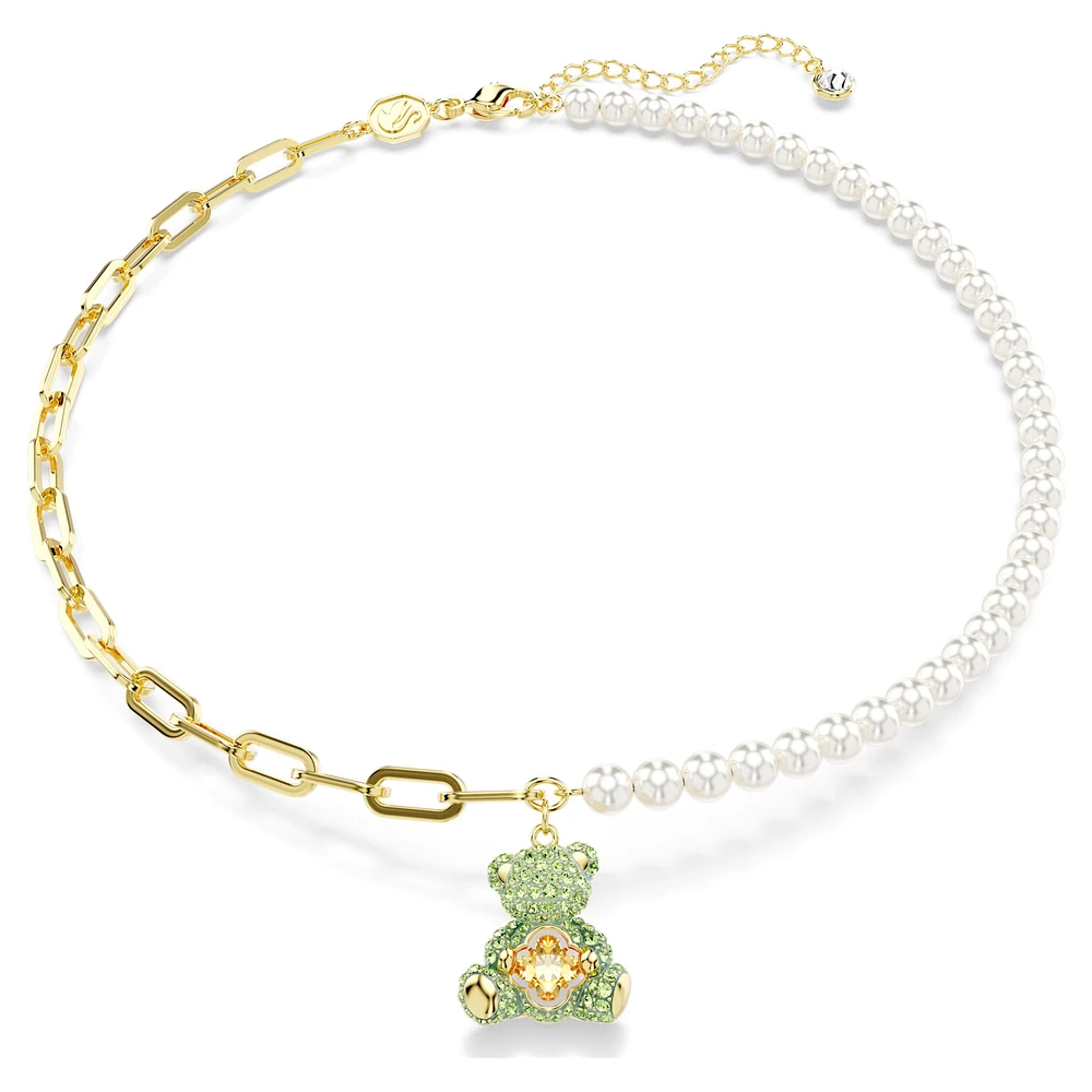 Teddy pendant, Crystal pearl, Bear, Multicoloured, Gold-tone plated by SWAROVSKI