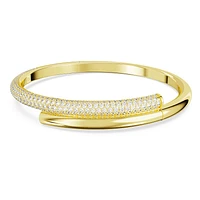 Dextera bangle, Magnetic closure, White, Gold-tone plated by SWAROVSKI