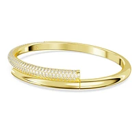 Dextera bangle, Magnetic closure, White, Gold-tone plated by SWAROVSKI