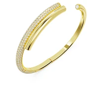 Dextera bangle, Magnetic closure, White, Gold-tone plated by SWAROVSKI
