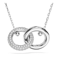 Dextera pendant, Interlocking loop, White, Rhodium plated by SWAROVSKI