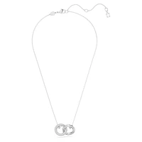 Dextera pendant, Interlocking loop, White, Rhodium plated by SWAROVSKI