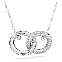 Dextera pendant, Interlocking loop, White, Rhodium plated by SWAROVSKI