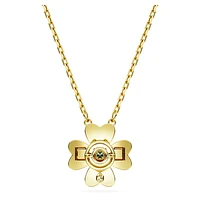 Idyllia pendant, Clover, Green, Gold-tone plated by SWAROVSKI