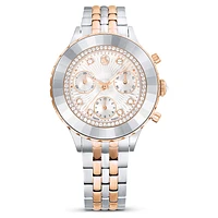 Octea chrono watch, Swiss Made, Metal bracelet, Rose gold tone, Mixed metal finish by SWAROVSKI