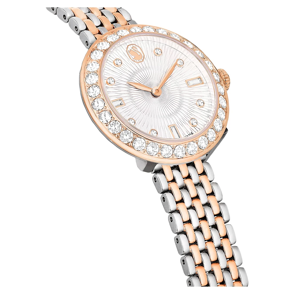 Matrix tennis 7-link watch, Swiss Made, Metal bracelet, Rose gold tone